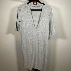 5 for 25 The fifth label gray ribbed jersey V Neck Mini Bodycon Dress S